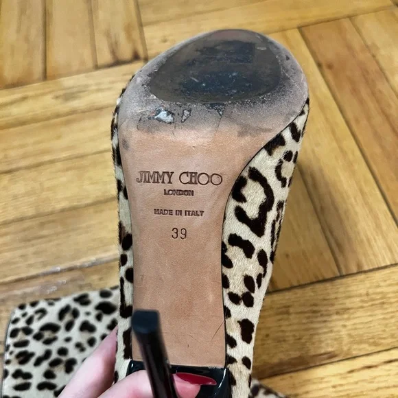 Jimmy Choo Pony Hair Leopard Print Stiletto Ankle Boots - Picture 3 of 4